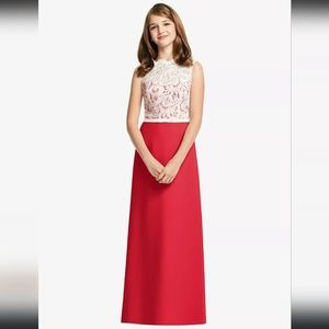 NWT $229 NWT Dessy Junior Bridesmaid Dress Sz 8JB Burgundy and Ivory